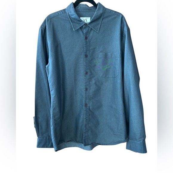 Armani Exchange Men’s Charcoal Gray/black button down shirt. XL - Picture 1 of 5